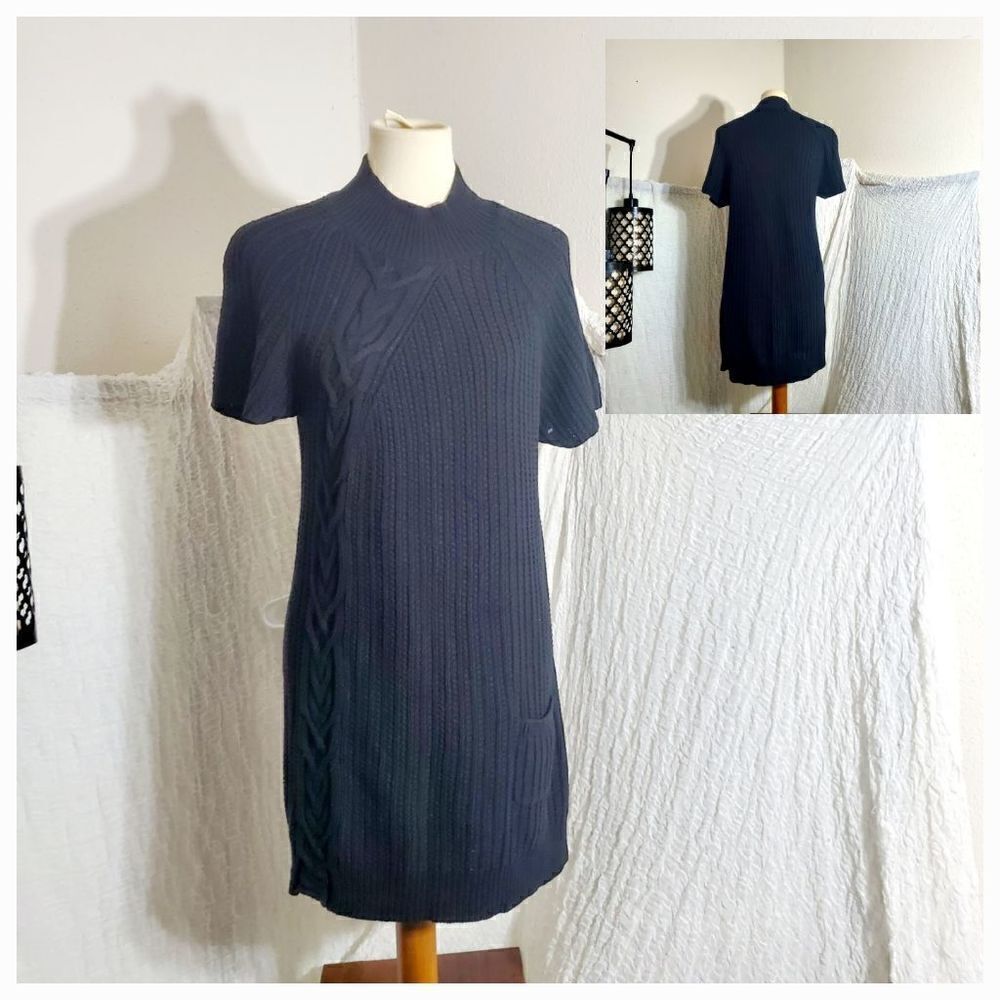 August Silk Cable Knit Sweater Dress Size M